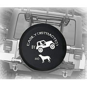 556 Gear Easily Distracted by SUV and Dogs Paw Print fits SUV and RV Spare Tire Cover Camper Accessories 32 in