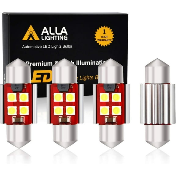 Alla Lighting 800 Lumens DE3175 DE3021 DE3022 LED Bulb CAN BUS Bright 6000K White 31mm(1.25") Interior Lights Festoon Dome Light/Map Light/Trunk Light/Glove Box Light/Door Light Replacement 4pcs