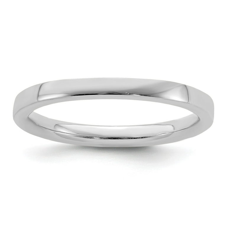 White Sterling Silver Ring Band Stackable Expressions Rhodium