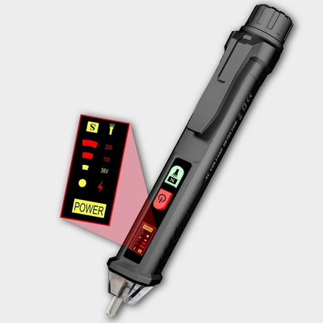 HY100 Non-Contact Voltage Tester Pen, 12V/48V-1000V AC Dual Sensitivity Detection, Live/Null Wire Identification, Sound & Light Alarm, Built-in White LED Flashlight, Auto Power Off, Low Battery