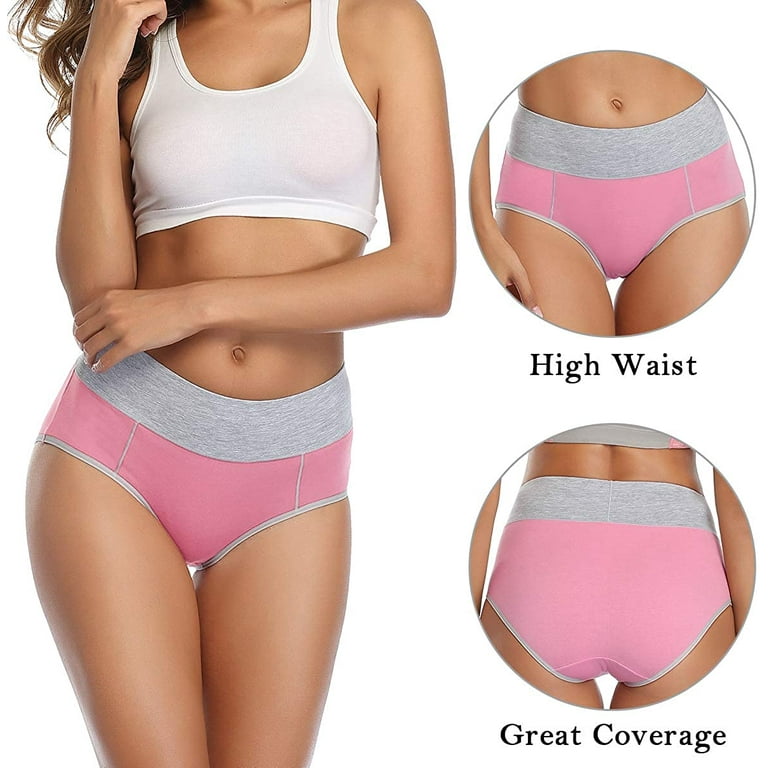 YAZI Women's Cotton Underwear High Waist Stretch Briefs Soft