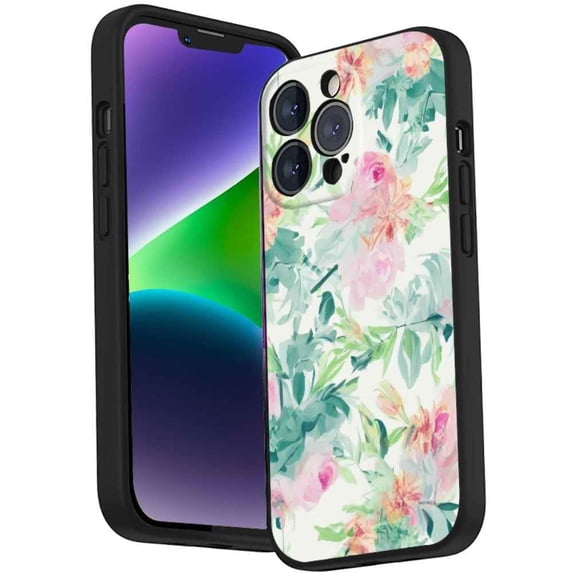Compatible with iPhone 14 Pro Phone Case, Floral-14 Case Men Women, Flexible Silicone Shockproof Case for iPhone 14 Pro