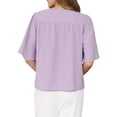 thumbnail image 3 of INSPIRE CHIC Women's Bell Sleeve Top Crew Neck Keyhole Front Solid Business Casual Blouse S Light Purple, 3 of 5