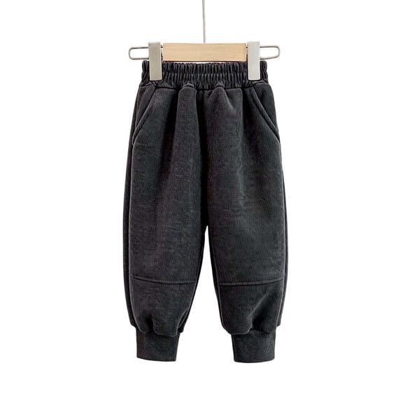 Kids Corduroy Pants Boys Girls Loose Fit Sweatpants with Elastic Waist and Pockets Warm Winter Fall Trousers for Casual Everyday Active Playwear School