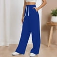 thumbnail image 6 of HXWCHs Women's High Waisted Wide Leg Casual Trousers Solid Color Loose Fit Comfortable Daily Wear Pants with Pockets for All Seasons XXL Blue, 6 of 6