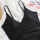 thumbnail image 4 of Gibobby Trajes de Baño para Mujer Traje de baño de cintura alta con cuello en V y recorte de bikini sexy de color sólido para mujer(Negro,M), 4 of 5