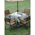 thumbnail image 4 of Outdoor Tablecloth with Umbrella Hole for Patio/Picnic/Party/Camping, Blue Turtle Coastal Waterproof Table Cloth Square Cover Washable, Beach Starfish Nautical Coral Shell (60"x 60"), 4 of 8