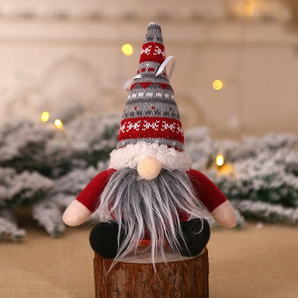 Xihbxyly Muñeca Del Bosque Sentada, Decoración Navideña Artesanal, Cuerpo de Lana Suave, Base con Peso para Mayor Estabilidad, Colgante de Árbol de Navidad, Decoración Acogedora para El Hogar, Tamaño