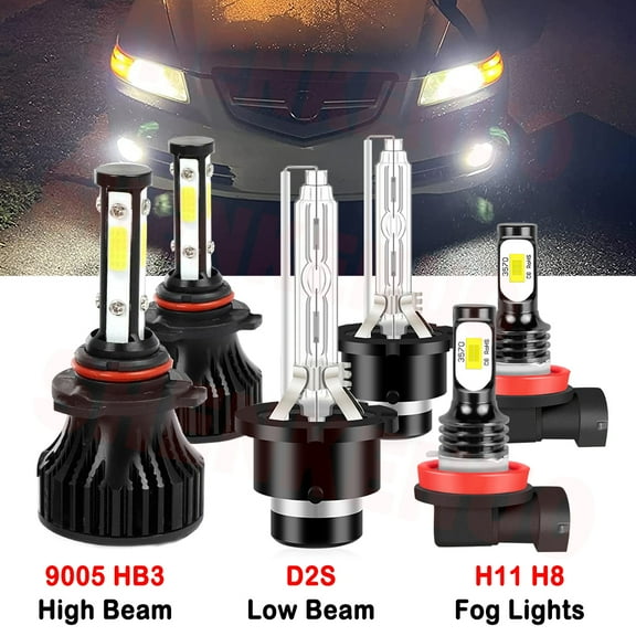 9005 D2S High&Low Beam for Acura ZDX 2010 2011 2012 2013 D2S HID Xenon Headlight H11 LED Fog Lights 6pcs