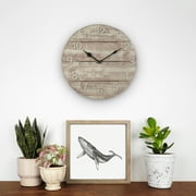 La Crosse Clock 12-inch Sunwashed Wood Brown Quartz Analog Clock, 404-3430W