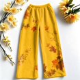 thumbnail image 6 of Hearthz Thanksgiving Fleece Pajama Fall Maple Leaf Print Wide Leg Pj Bottoms for Women Elastic Drawstring High Waist Sleeping Pants Women Flannel Pajama Pants, 6 of 6