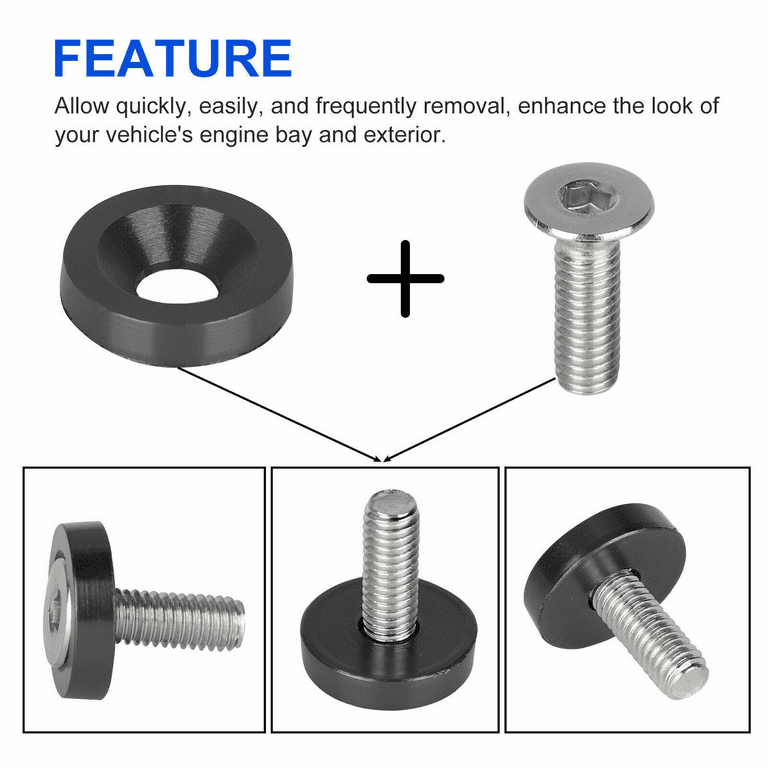 40 PC BLACK BILLET ALUMINUM FENDER/BUMPER WASHER/BOLT ENGINE BAY - Foto 9