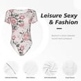 thumbnail image 6 of Haiem Rose Flowers Women's Crew Neck Short Sleeve Bodysuit Tops Stretchy Slim Basic-XX-Large, 6 of 9