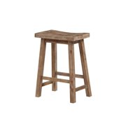 Offex Solid Hardwood 24"H Saddle Stool with Footrest - Driftwood Wire Brush