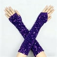 thumbnail image 4 of Sparkly Sequin Gloves Long Velvet Arm Sleeves Wedding Prom Gloves for Women Elegant Party Gloves, 4 of 4