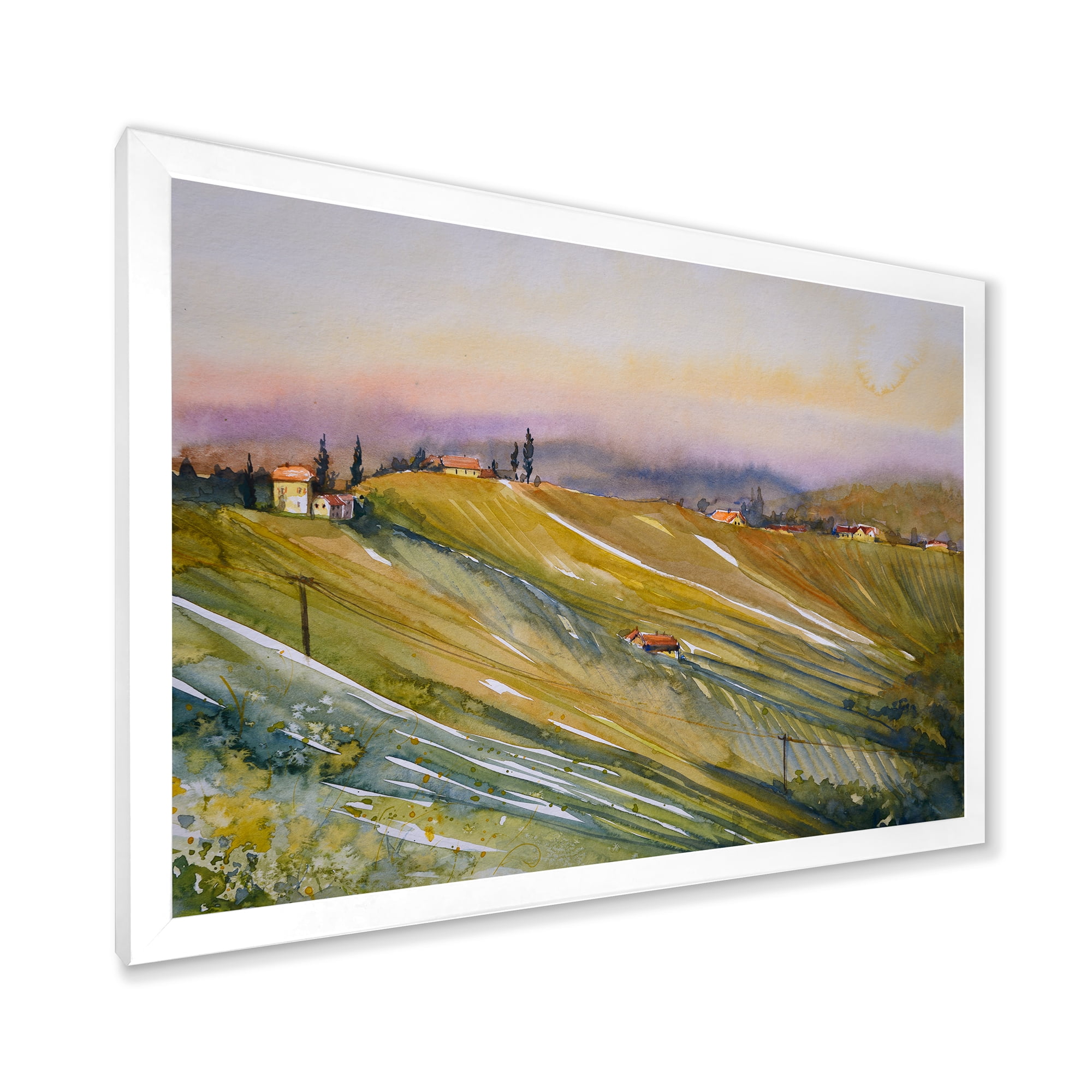Designart 'Vineyard At Morning In Tuscany Italy' Country Framed Art Print