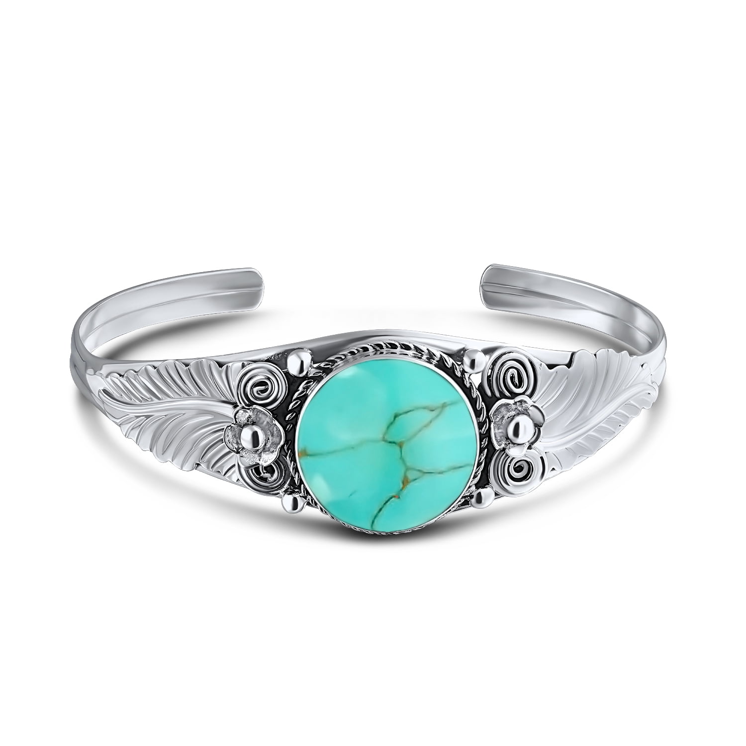 Hypoallergenic jewelry Statement accessory for woman Blue Titanium Cuff Bracelet with Silver and Turquoise