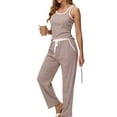 thumbnail image 5 of FAHXNVB Women's Striped Pajama Set Crewneck Sleeveless Tank Top and Long Pants 2 Piece Sleepwear Nightwear Loungewear PJ Set, 5 of 6