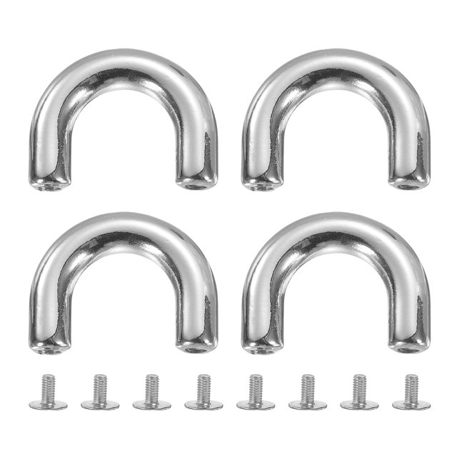 4Pcs Metal D-Ring Connector Buckles, Alloy Arch Bridge D-Ring Buckles Chain with Screws (Grey, 0.9" x 0.2")