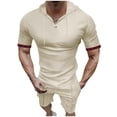 thumbnail image 2 of Men's Short Sleeve Hoodie and Shorts Set, Casual Athletic Two-Piece Outfit, Summer Comfort Lounge Wear, 2 of 6