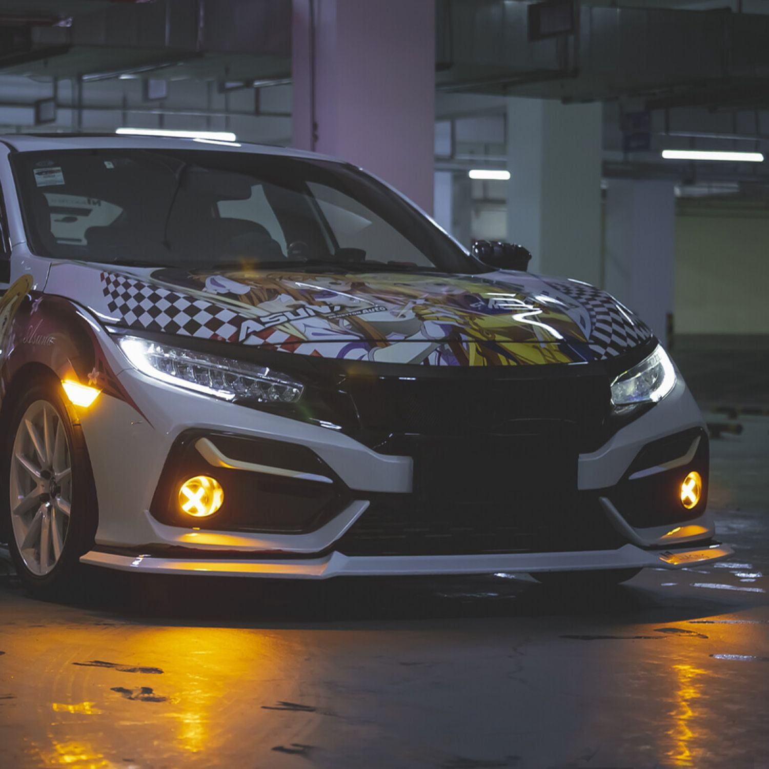 AMERICAN MODIFIED X Style LED Front Bumper Fog Lights For 2016-2020 Honda Civic Hatchback