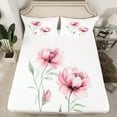 thumbnail image 2 of jejeloiu Ink Aesthetic Art Full Size Sheets,Retro Rustic Floral Bed Sheets,White Pink Sheet Sets For Kids,Ultra Soft Home Decor,4 Pieces, 2 of 7