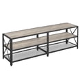 thumbnail image 2 of Mueble de TV, Mesa de TV para Televisores de hasta 70 Pulgadas, Ancho 160 cm, Marco de Acero, con Estantes, para Salón, Dormitorio, Greige y Negro LTV095B02V1, 2 of 5