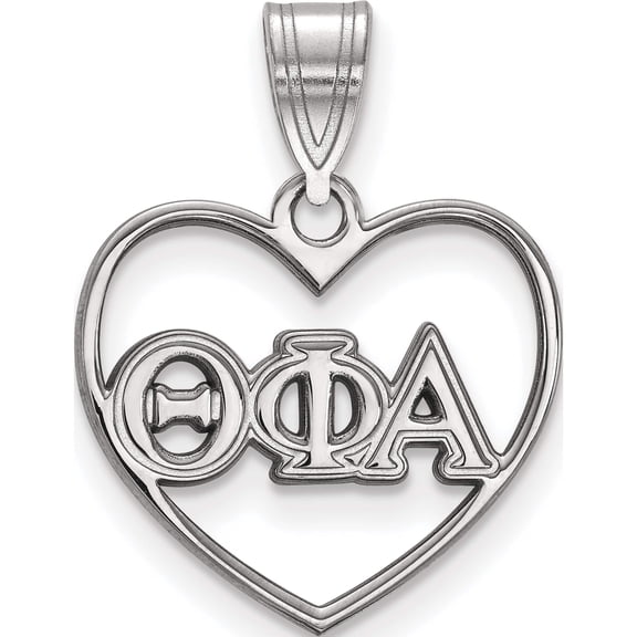 Sterling Silver Rh-Plated Logoart Theta Phi Alpha Heart Pendant (21 X 17) Made In United States ss008tpa