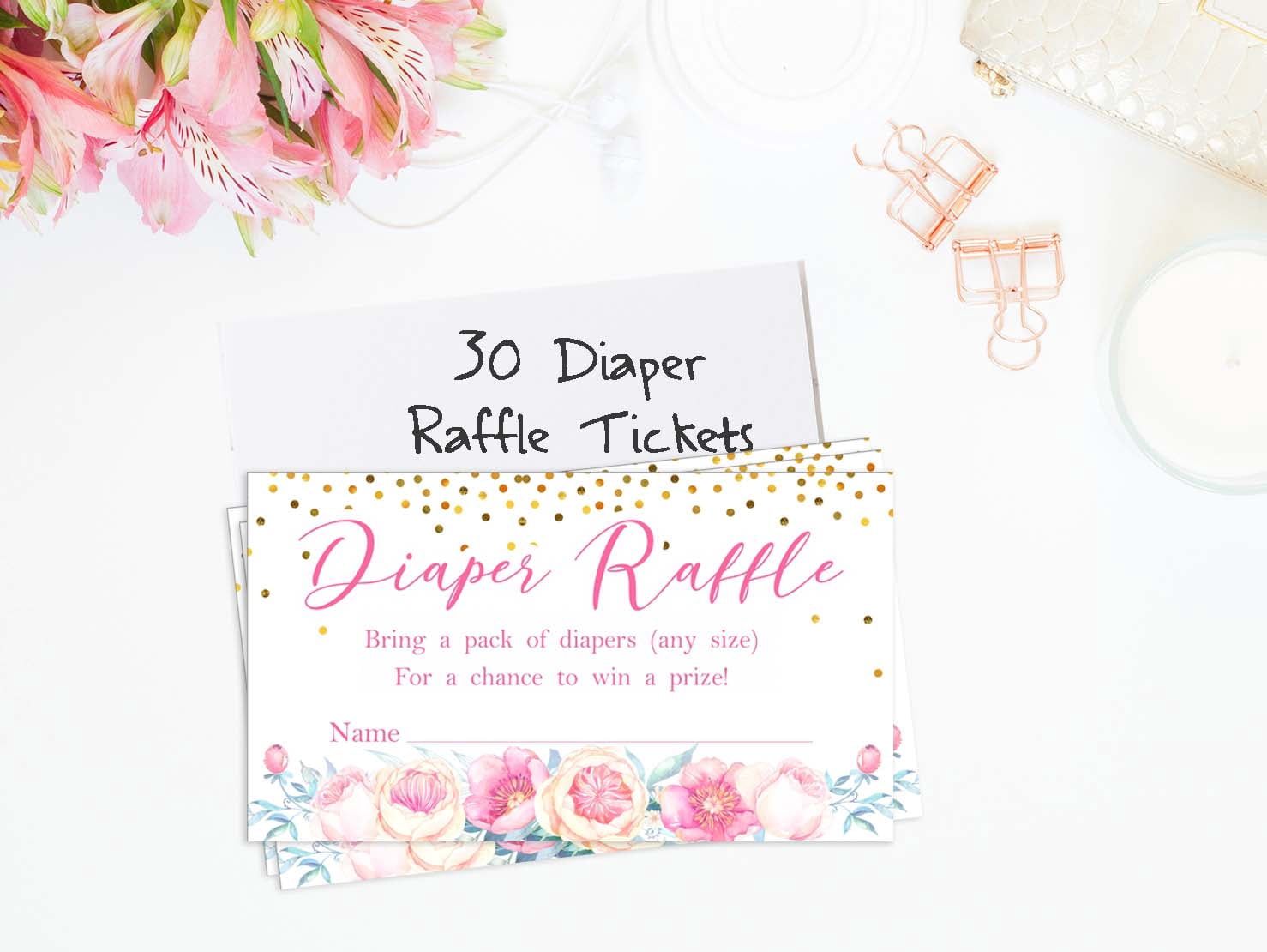 Inkdotpot 30Gender Reveal Baby ShowerDiaper Raffle Ticket Lottery Insert Cards Supplies Games For Baby Shower Party Bring A Pack Of Diapers To Win Favors Gifts And Prizes