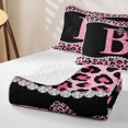 thumbnail image 4 of Manfei Leopard Print Bow Letter B Twin Quilt Set for Girls, Black Pink Initial Twin Coverlet Set, 4 of 7