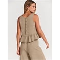 thumbnail image 4 of EASYBRAUS Women Sleeveless Pleated Vest and Cropped Wide Leg Pants Set Summer 2025 Casual Outfit S-3XL, 4 of 10