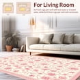 thumbnail image 2 of ODIKA 5'x7' Machine Washable Non-Slip Area Rug, Chic Cotton Inspired Round Featuring Ornate Geometric Floral Design High Traffic Rug, Pink, 131183, 2 of 7
