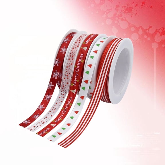 Christmas Decorative Printed Ribbon Set for Wrapping, Holiday Party Decorations, Festive Crafting and Seasonal Celebration