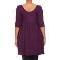 thumbnail image 2 of Women Plus Size Half Sleeve Solid Babydoll Casual Tunic Top Dress Purple XL (D240 SD), 2 of 3
