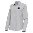 thumbnail image 2 of Women's Antigua Gray Penn State Nittany Lions Porter Woven Tri-Blend Long Sleeve Button-Up Shirt, 2 of 3