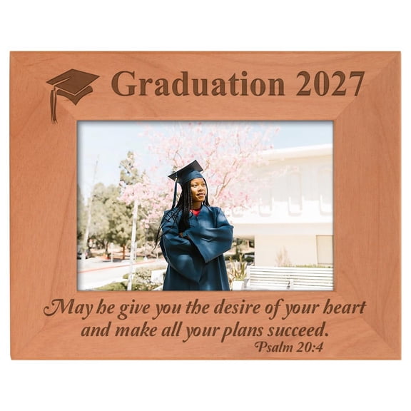ThisWear Graduation Gifts for Women 2027 Grad May He Make All Your Plans Succeed Graduation Frames Natural Wood Laser Engraved Landscape 4x6 Picture Frame