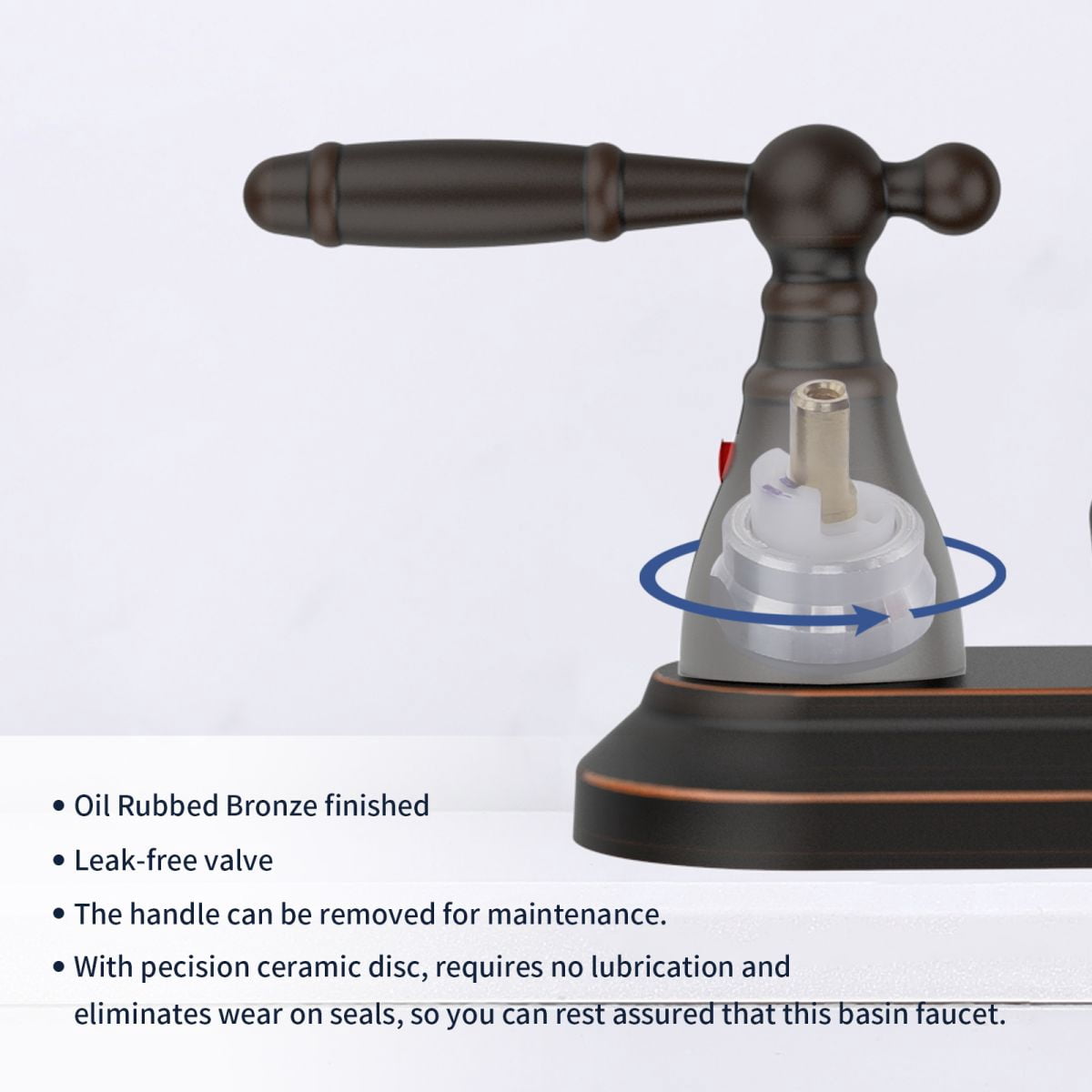 Bathroom Faucet Oil Rubbed Bronze 360 Degree High Arc Swivel Spout 4 Inches Centerset Vanity Faucet Modern 3 Holes Lavatory Faucet NOT INCLUED Drain