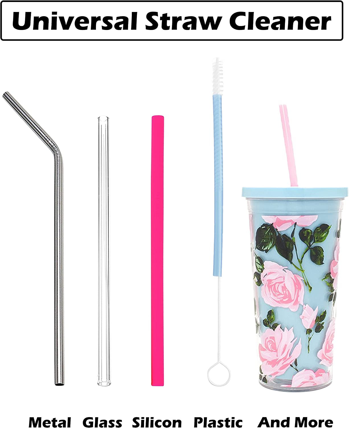 Suuchh Drinking Straw Cleaner Brush Kit, 3 Size Extra Long Pipe Cleaner, Stainless Steel Straw Brush, Metal Straw Cleaning Brushes for Tumbler Water Bottle