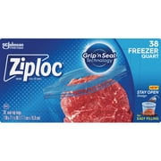 Ziploc Freezer Bags with New Grip 'n Seal Technology, Quart, 38 Count, Pack of 3 114 Total Bags
