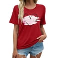 thumbnail image 1 of LUOGENLI T-shirts pour Femmes Mode Décontractée Chemises Imprimées Col Rond Manches Courtes Tee Tops Tunique Blouse T-shirts Graphiques TTG Vêtements d'Été Rouge TG, 1 of 4