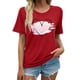 thumbnail image 1 of Blusa informal de mujer con estampado, cuello redondo y manga corta: poliéster suave, corte ajustado, versátil para uso diario/festivo, tallas S-XXL., 1 of 4