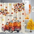 thumbnail image 2 of Shower Curtains for Bathroom-72"x84",Thanksgiving Orange Pumpkin Farm Truck Waterproof Bath Curtain Shower Curtain Set, 2 of 7