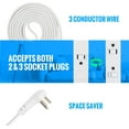 thumbnail image 2 of Maximm 25 ft Cable Safety Extension Cord with Automatic Lock Hook Extension Cord Holder and Child Proof Outlet Cover - White, 16 AWG, SJTW, Heavy Duty Outdoor Extension Cord with Multiple Outlets, 2 of 5