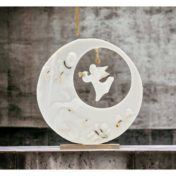 Ceramic Holy Family Nativity Ornament 3.5in Religious Christmas Tree Decor Gift