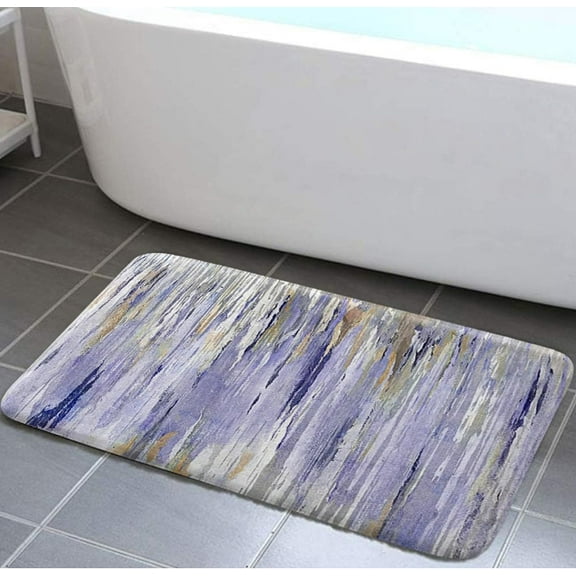 Modern Abstract Art Bath Mat for Bathroom, Gray Paurple Quick Dry and Super Absorbent Bath Rugs, Teal Ombre Abstract Aesthetic Non Slip Floor Mat for Kitchen Bedroom Inchesdoor, 17X29in