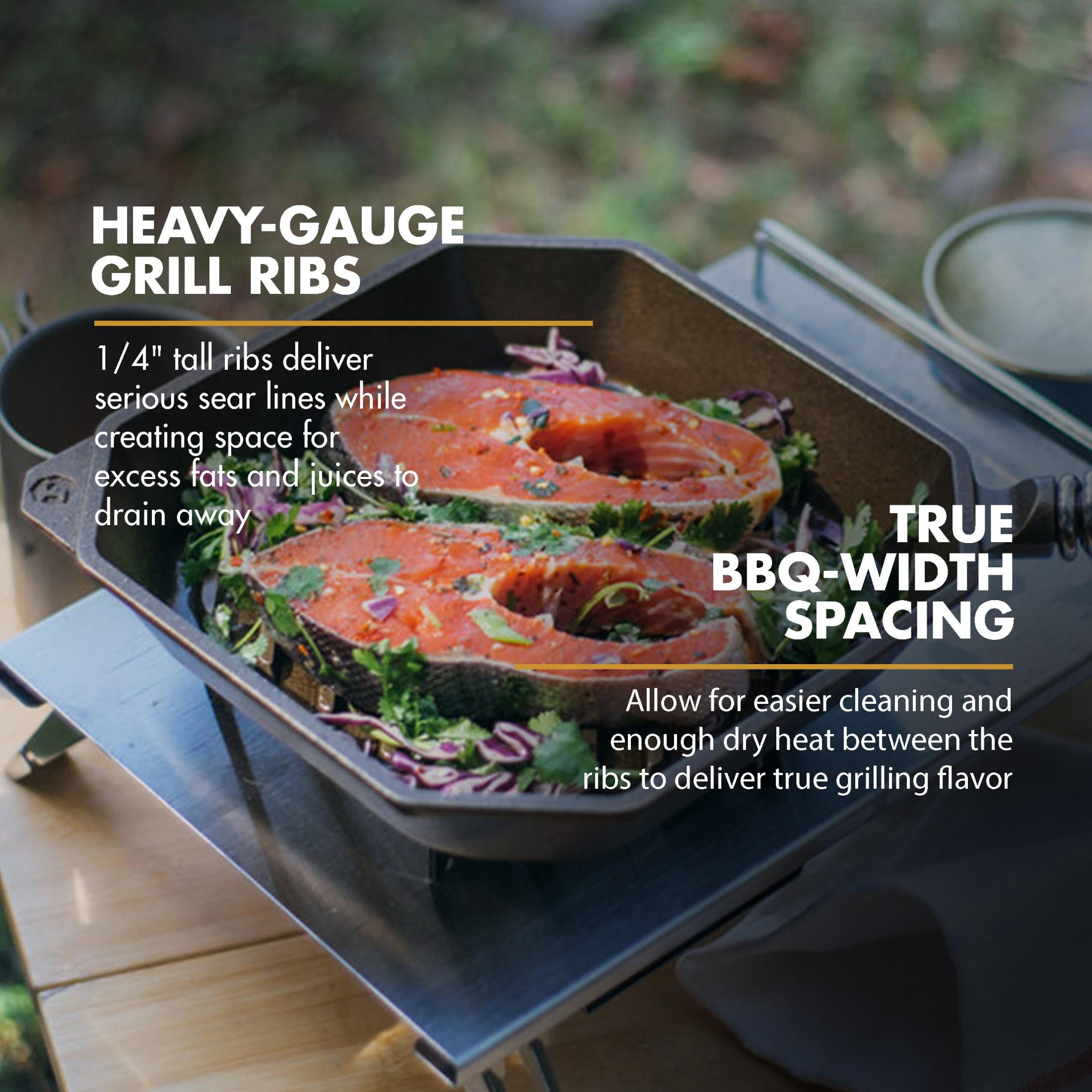 FINEX 10" Cast Iron Grill Pan - Grill Pans with Superior Heat Distribution - Near Non-Stick for Easy Cleaning - Cast Iron Grill Pan - For Indoor & Outdoor Grilling - Pre-Seasoned with Flaxseed Oil