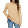 thumbnail image 2 of Crewneck Sweatshirts Women Oversized Preppy Sweatshirt Y2k Casual Fleece Pullover Hoodie Long Sleeve Winter Clothes Khaki XL, 2 of 6