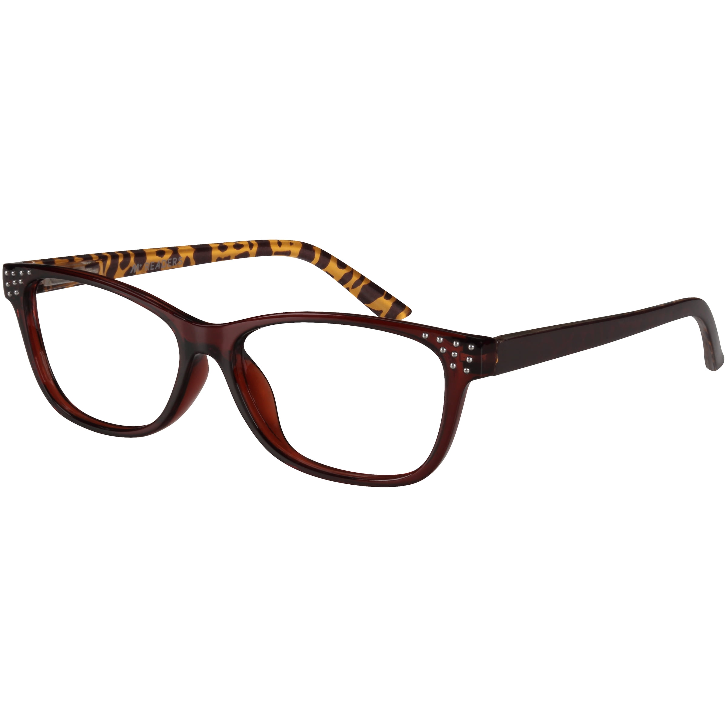 M Readers Women's Joan +1.25 Rectangle Reading Glasses with Case, Brown