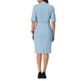 thumbnail image 3 of INSPIRE CHIC Women's Sheath Dresses with Belt Vintage Sweetheart Neck Pencil Dress 2XL Blue, 3 of 4
