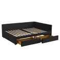 thumbnail image 4 of Noble House Beth 79" Full Upholstered Corner Daybed, L-Shaped Velvet Bed Frame with Storage Drawers, Guest Room, Black, 4 of 7